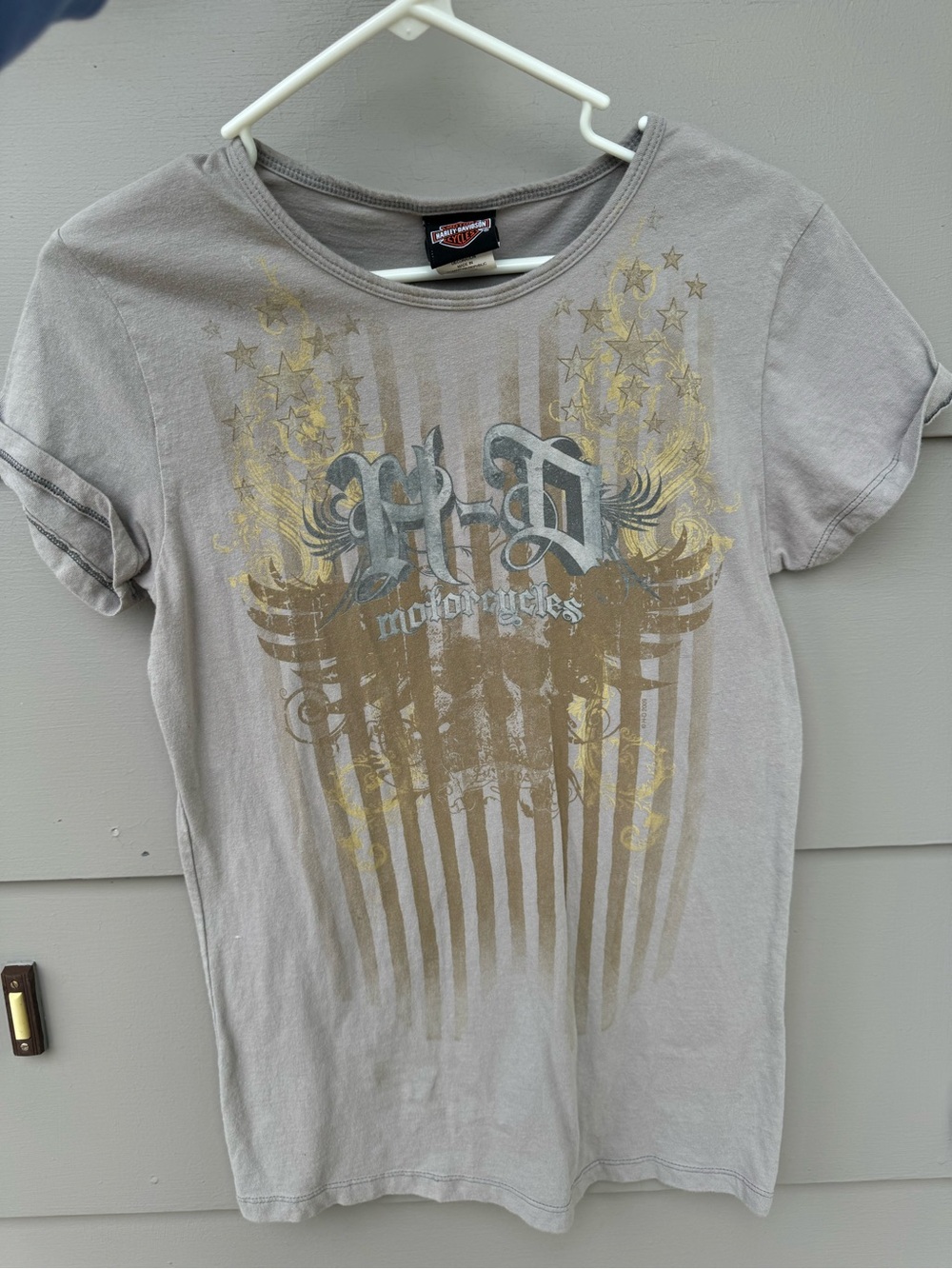 Harley-Davidson Girls' Gray Graphic Tee - Gold & Gray Design
